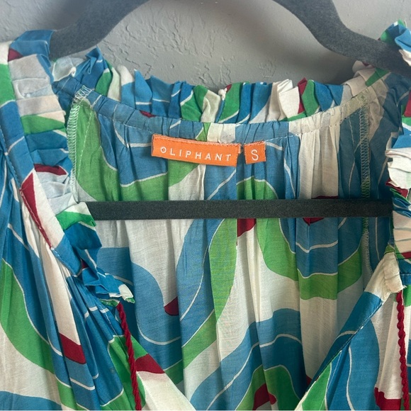 Oliphant Noveau Dress with Retro Swirl Pattern and Balloon Sleeves- Small - Picture 9 of 9